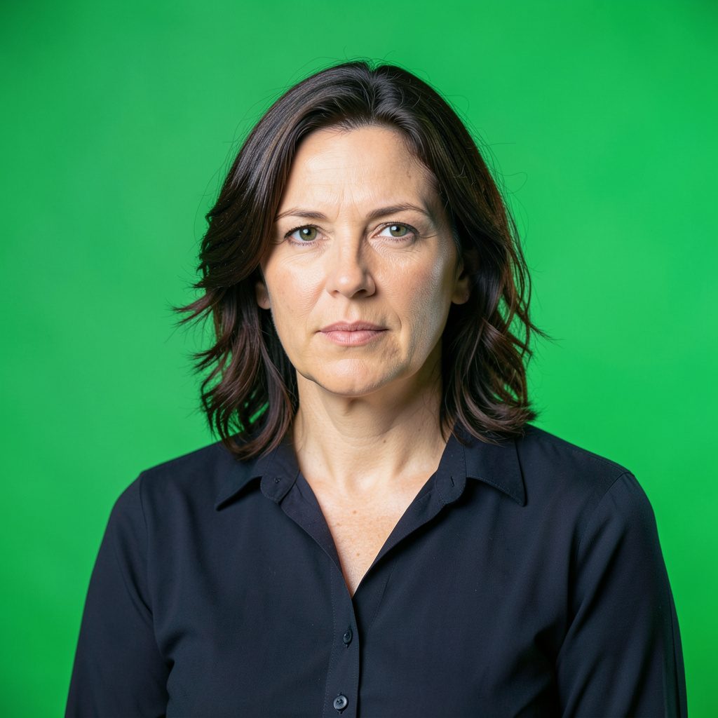 Studio headshot on a warm neutral background, scholarly and composed