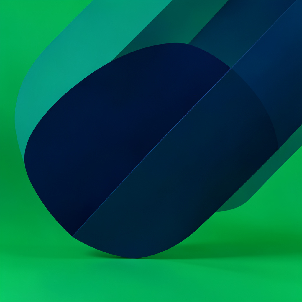 Abstract geometric composition in deep navy and teal tones, smooth layered curves suggesting academic collaboration and innovation